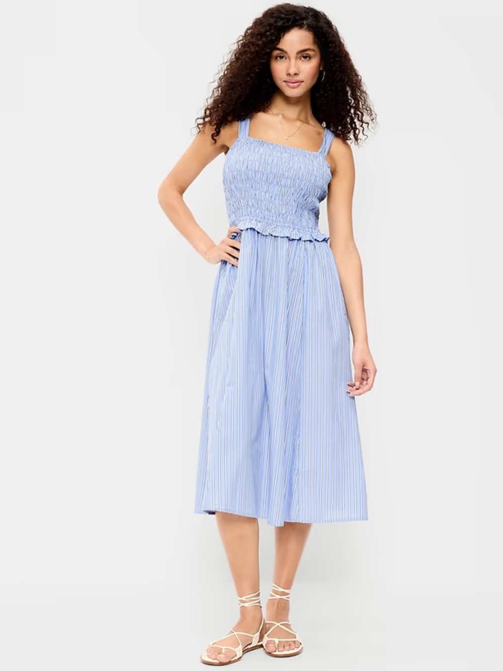 Old Navy Fit & Flare Smocked-Bodice Midi Dress